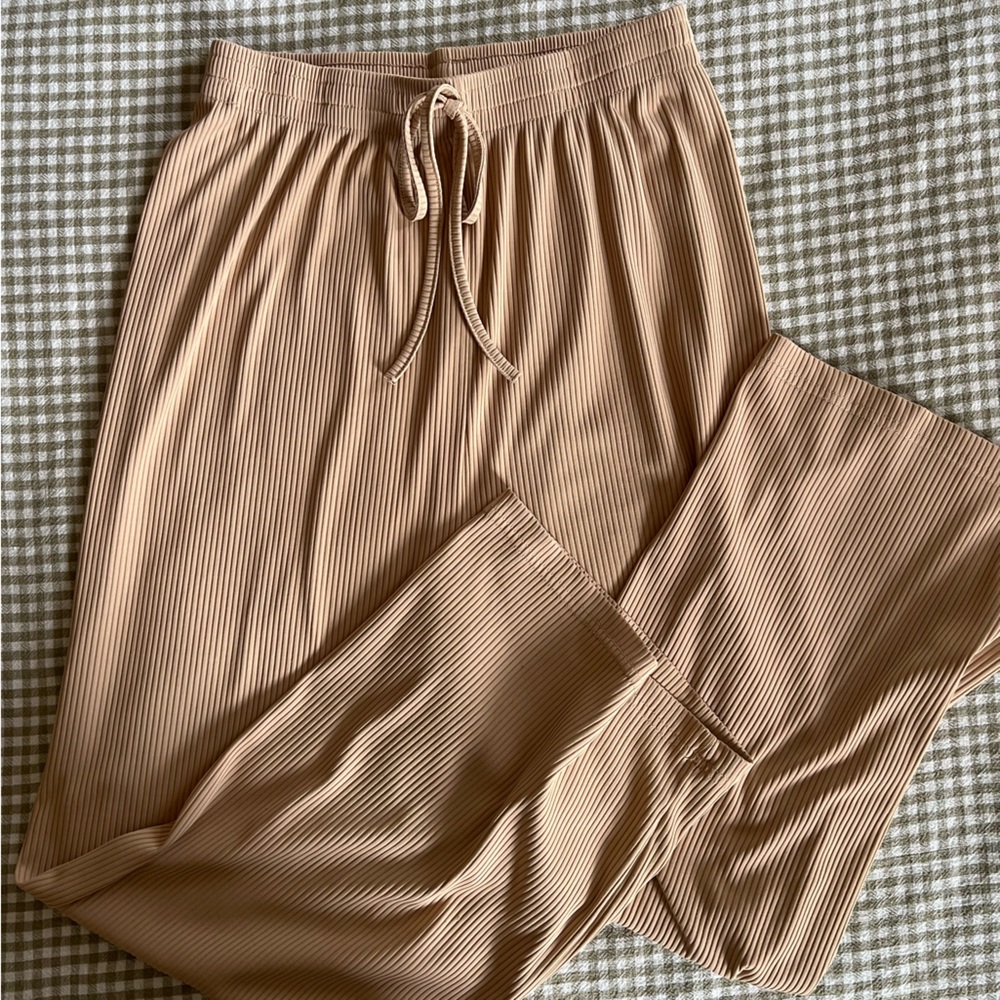 Beige Ribbed Pants